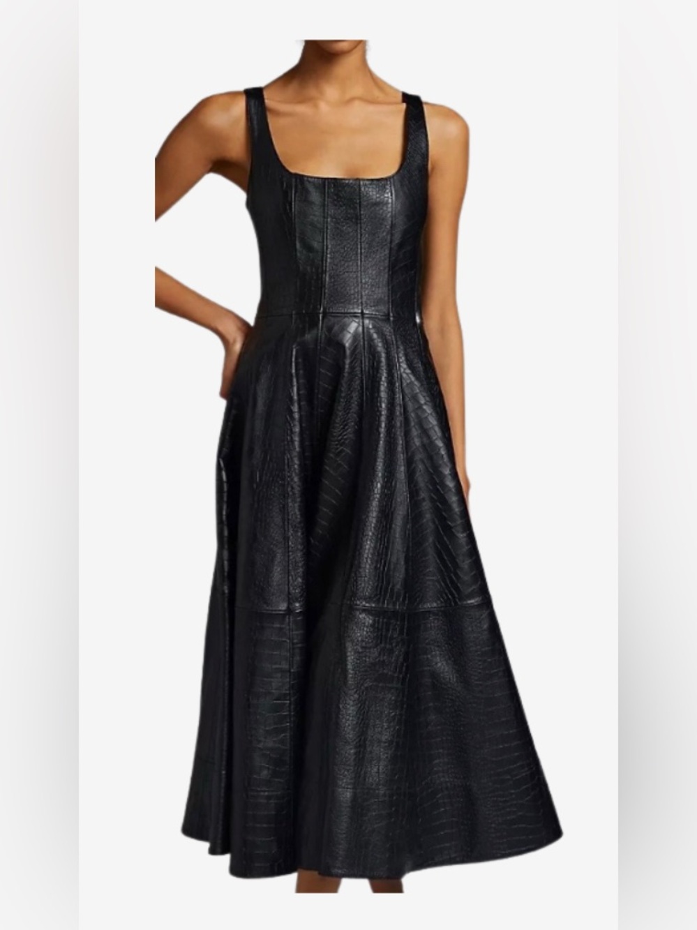 Anthropologie Avec Les Filles Black Faux-Leather Maxi Dress